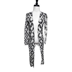 Kaisley Long Sleeve Duster Cardigan Sweater Black White Size XS